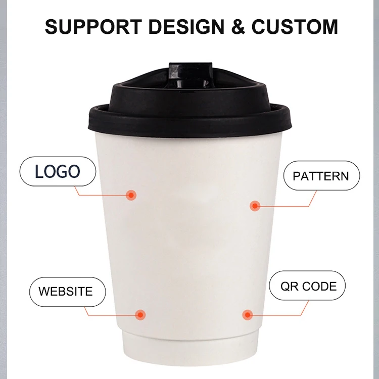 Free Sample Custom Logo Size Cafe Paper Disposable Foldable Butterfly Cup Kraft Hot Drink Cup No Lids Easy Drinking