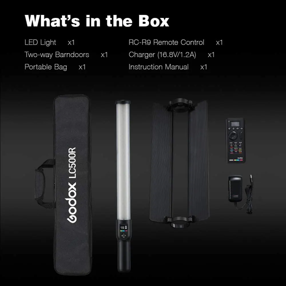 Godox Lc500r Rgb Led Light Stick 2500k-8500k Bi-color Full Color Lighting  Effects Cri 96 Tlci 98 With Remote Control & Barndoor - Buy Godox Lc500r  Rgb