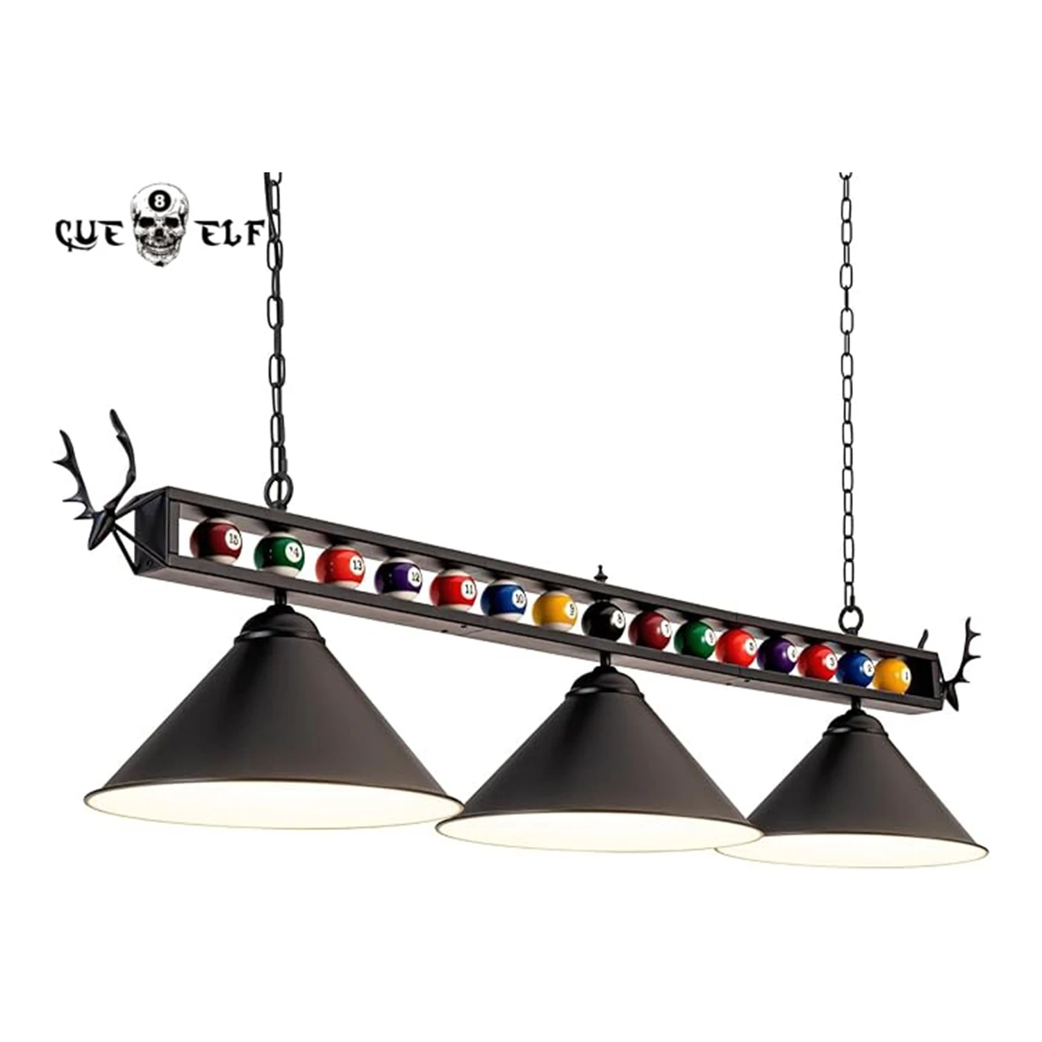 Cueelf Pool Table Light 4 Light Billiard Light for Over Pool Table Hanging Ceiling Fixture with Lamp Shade