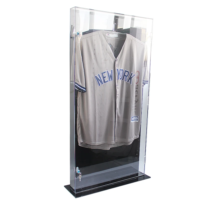 Source clear acrylic jersey display case with lock wall mountable acrylic  sports jersey frame with hanger on m.