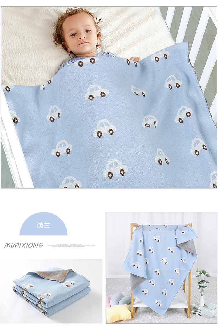 Mimixiong Baby Blankets 100 Cotton Car Pattern Embroidery Baby Knitted