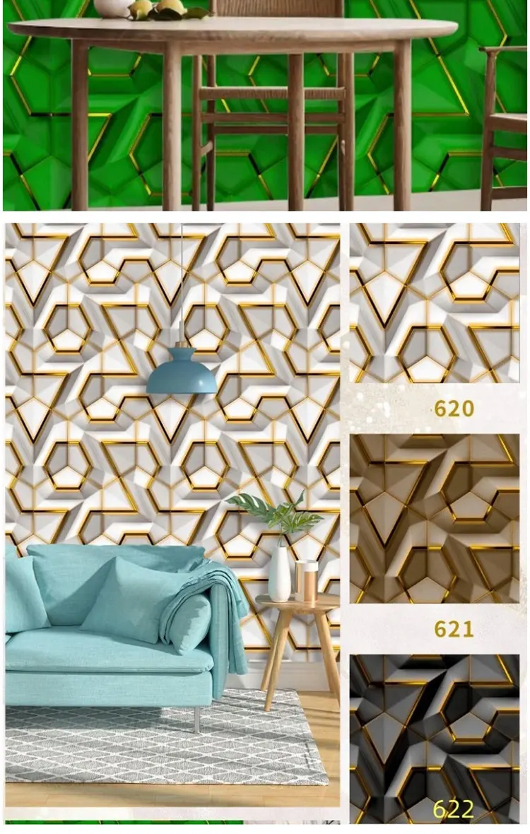 Modern 3D PVC Wallpaper - Geometric Waterproof Vinyl Design for Living ...