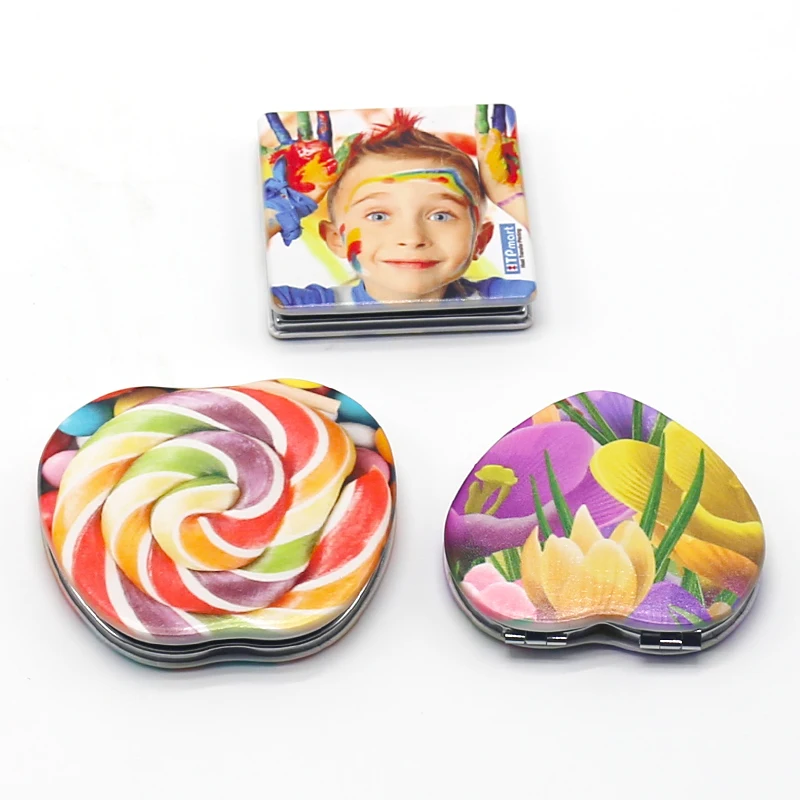 Новое Дешевое индивидуальное металлическое зеркало для макияжа из искусственной кожи с двусторонней