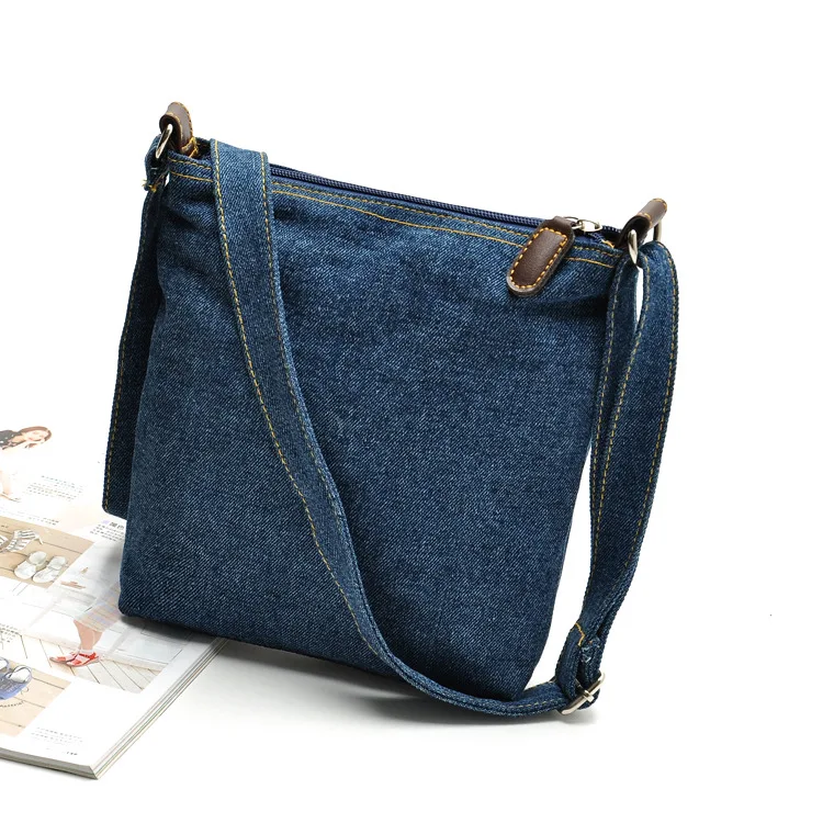 1pc Denim Blue Zipper Style Punk Fashion Single Shoulder/crossbody Bag With  Adjustable Strap For Women, Suitable For Daily Use