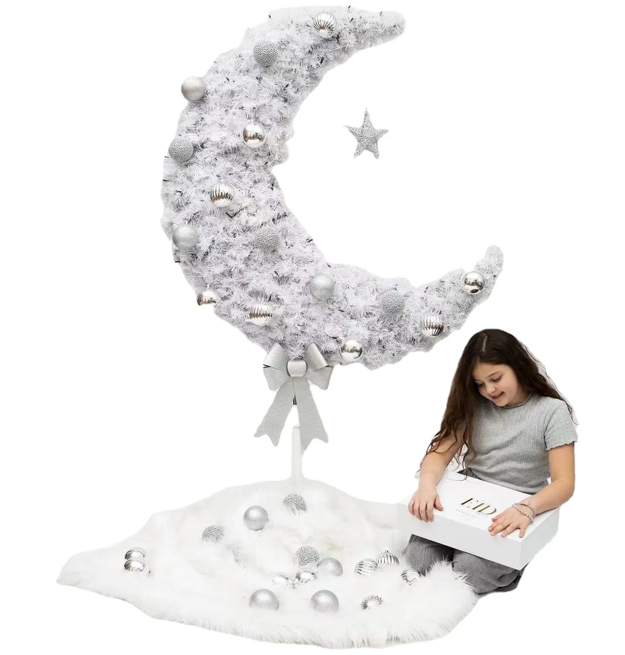 Set di Decorazioni Artificiali di Lusso 90-180CM Albero di Ramadan a Forma di Luna Crescente Decorazioni per la Casa Eid Mubarak Ornamenti da Esterno