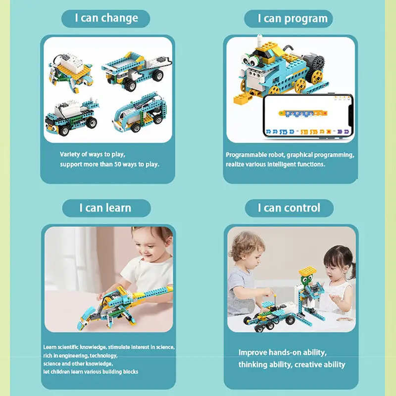 BEHOWL Robot STEM 5 En 1 - 495 Piezas De Bloques De Construcción Programables - Control Remoto Y App - Regalo Educativo Para Niños De 8 A 14 Años