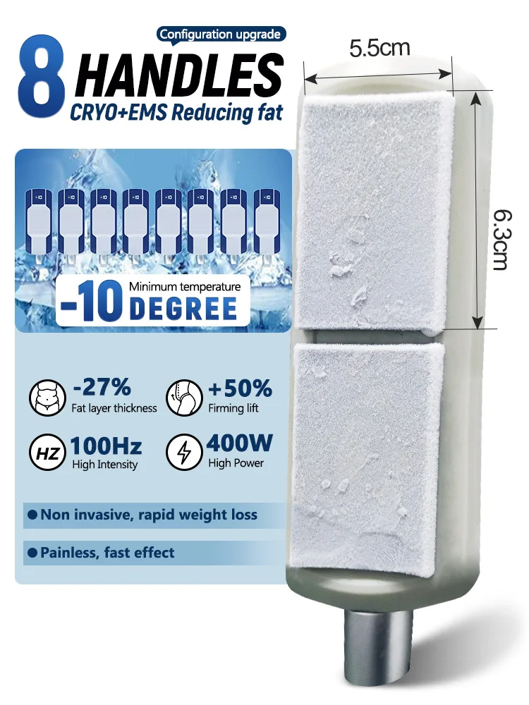 8 Pads Cryo Lipolysis Cryotherapy Fat Freezing Body Sculpting Machine 18 Discover the professional 8 Pads Cryo Lipolysis Cryotherapy Machine for non-invasive fat freezing, body sculpting, slimming, and advanced cryotherapy contouring treatments for salons and med spas. 8 Pads Cryo Lipolysis Cryotherapy Fat Freezing Body Sculpting Machine