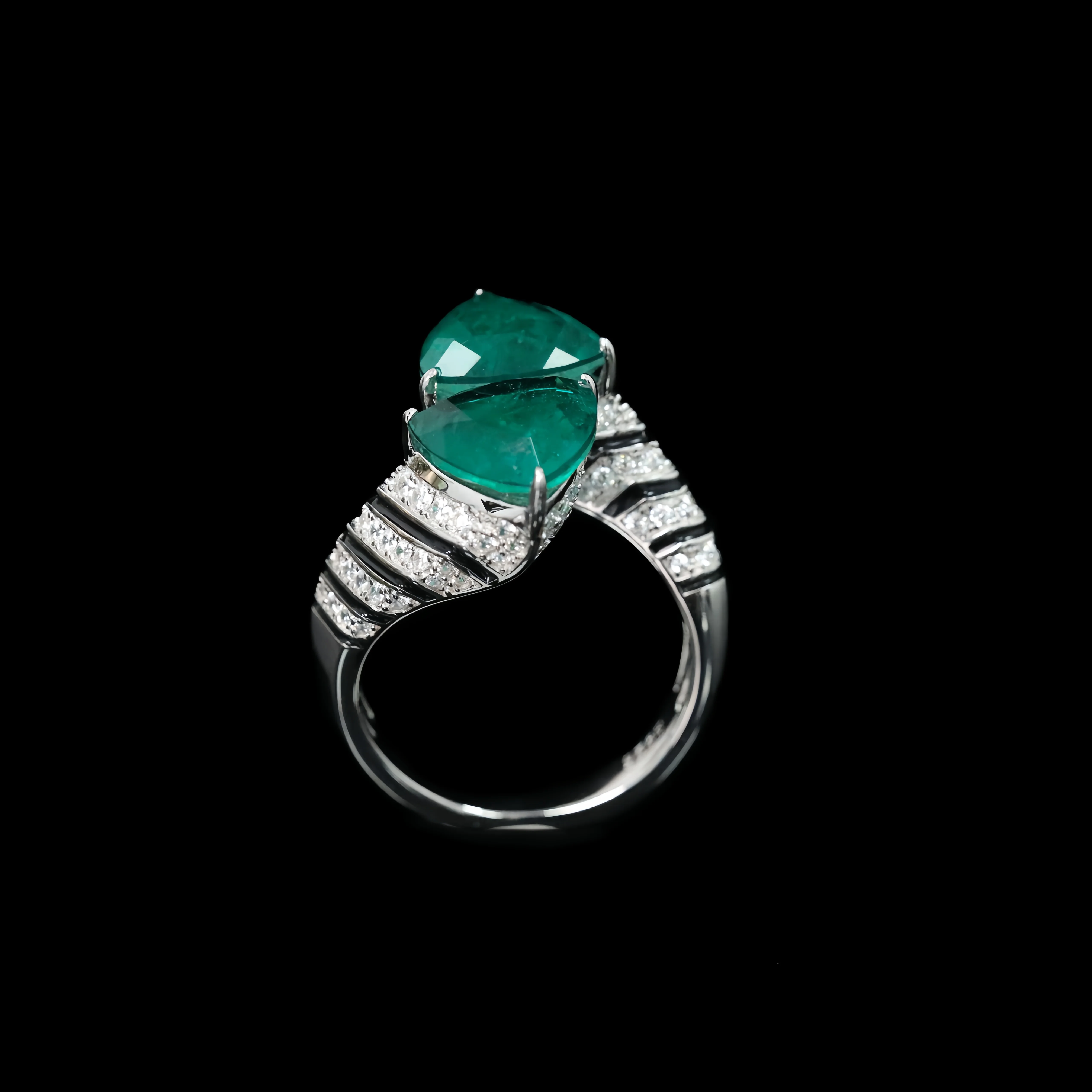 MUSHAN Jewelry Factory 925 Sterling Silver Adjustable Ring Luxury Designer Green High Carbon Diamond Fine Jewelry Women Rings