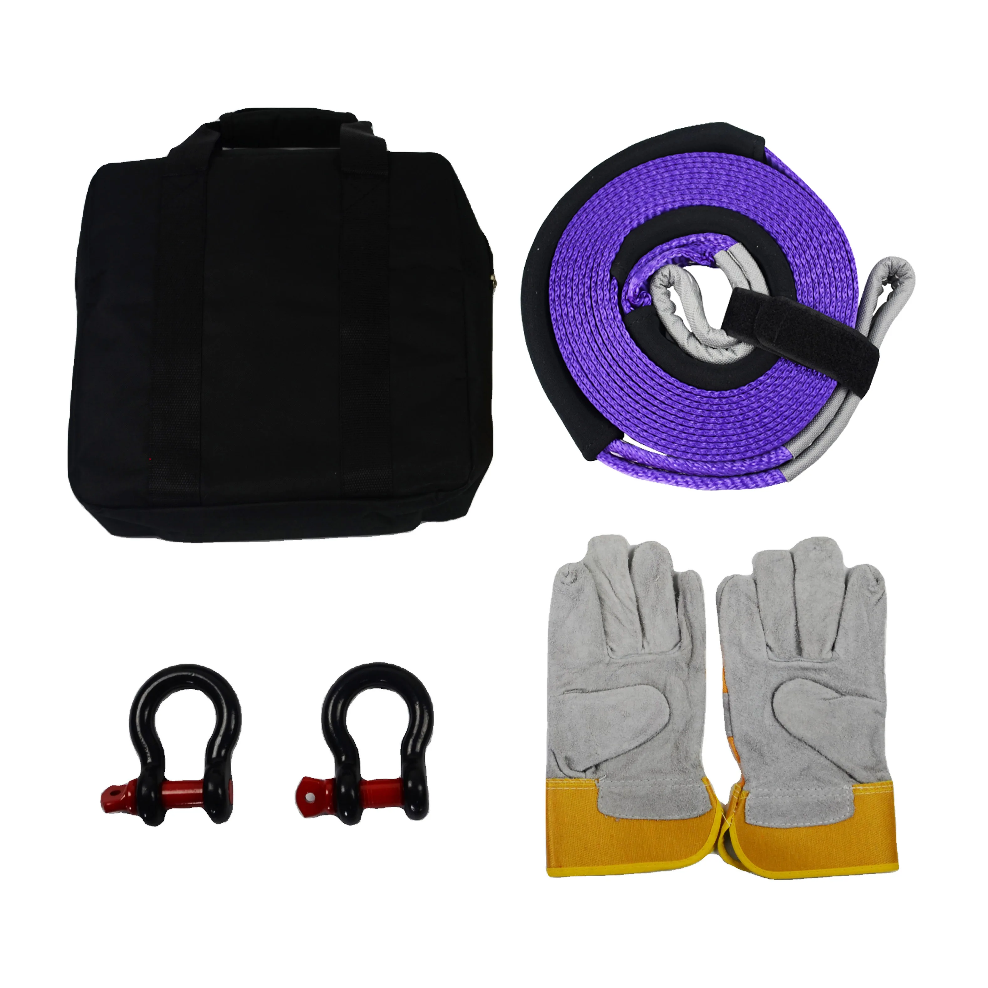 JINLI Custom OEM/ODM 3'' X30ft Heavy Duty Recovery Tow Straps Kit with 36,000 lb Emergency 4WD Towing Rope 3/4 Shackles