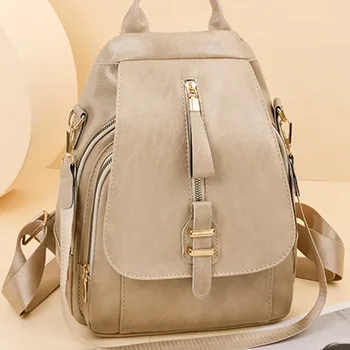 2024 New Women Leather Backpacks Vintage Shoulder Bag Female Backpack Ladies Travel Backpack School Bags For Girls Bagpack