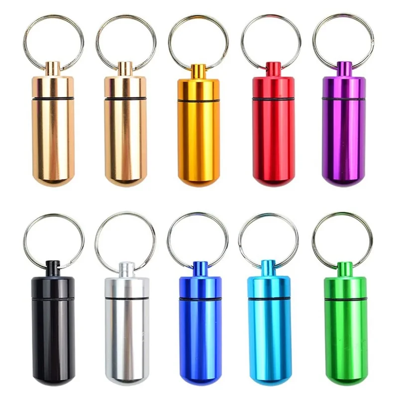 
Портативный водонепроницаемый контейнер для таблеток из алюминиевого сплава контейнер для таблеток с брелоком 