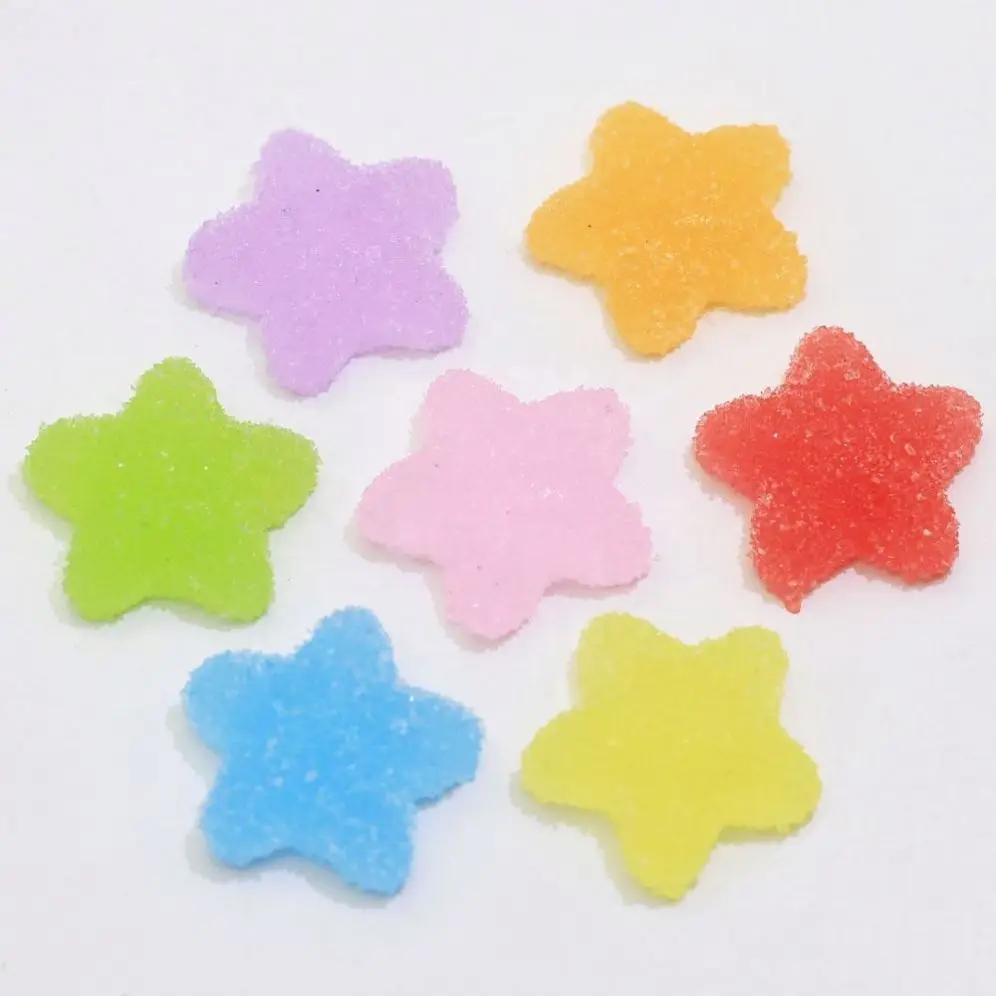 100 шт. кабошоны из смолы с плоским основанием, имитация еды, милая пентаграмма в форме QQ, конфеты из жевательной резины для «сделай сам», миниатюрные декоративные детали для кукольного домика