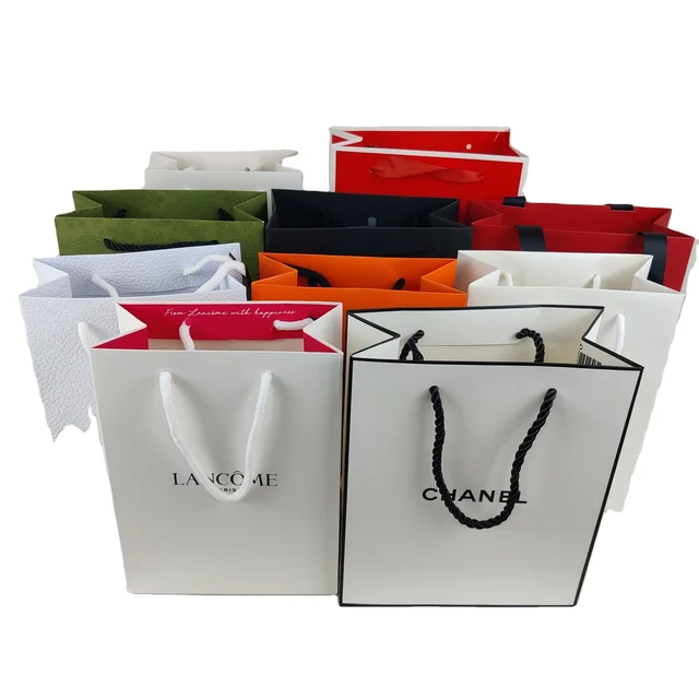 Big Brand Ivory Board Lipstick Perfume Gift Bag Wholesale Cosmetic Paper Handbag Cosmetic Packaging Bag
