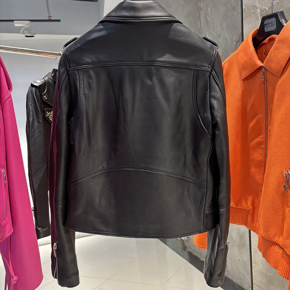 2025 Autumn Hot Selling Black studded Leather Jacket Metal Rivet