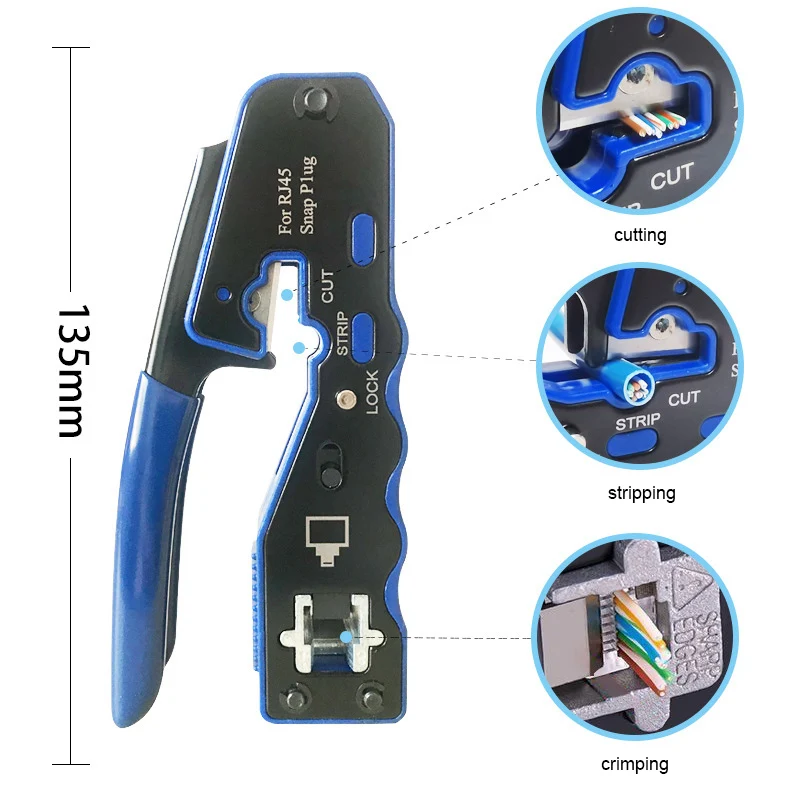 Eazy Wire Cutter Crimper Cat5e Cat6 Wire Stripper Pass Through ...