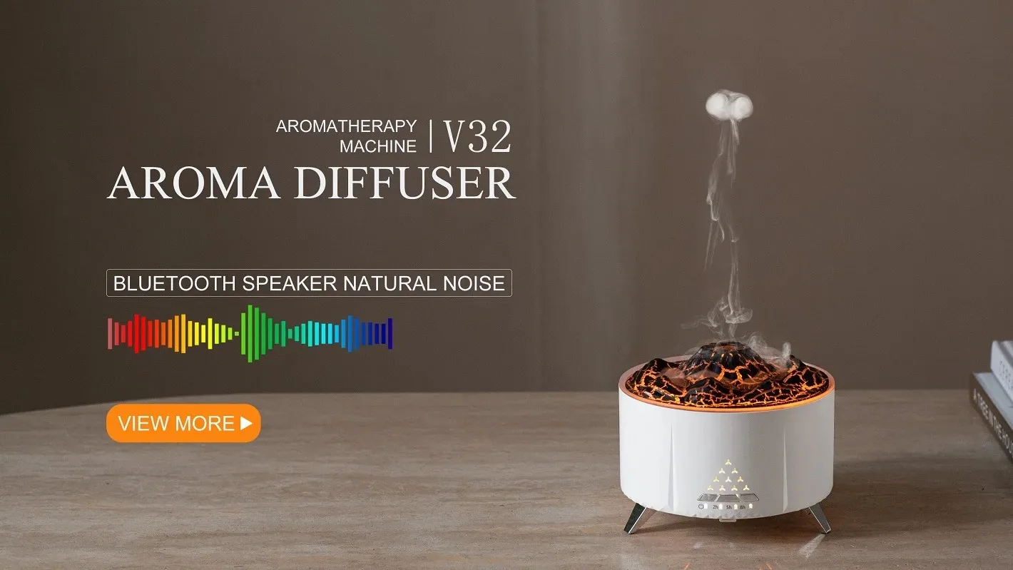 3d Jellyfish Fire Remote Control Volcano Humidifier With Bluetooth