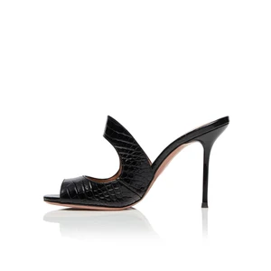 Women's Sexy Stone Pattern Peep Toe Stiletto High Heels Slipper Sandals Mules Shoes