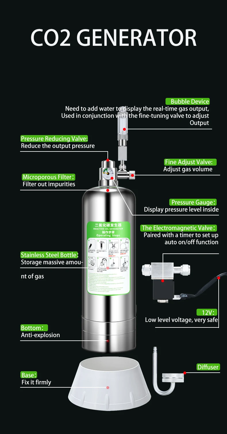 专业水生植物设备水草鱼缸二氧化碳循环二氧化碳发生器