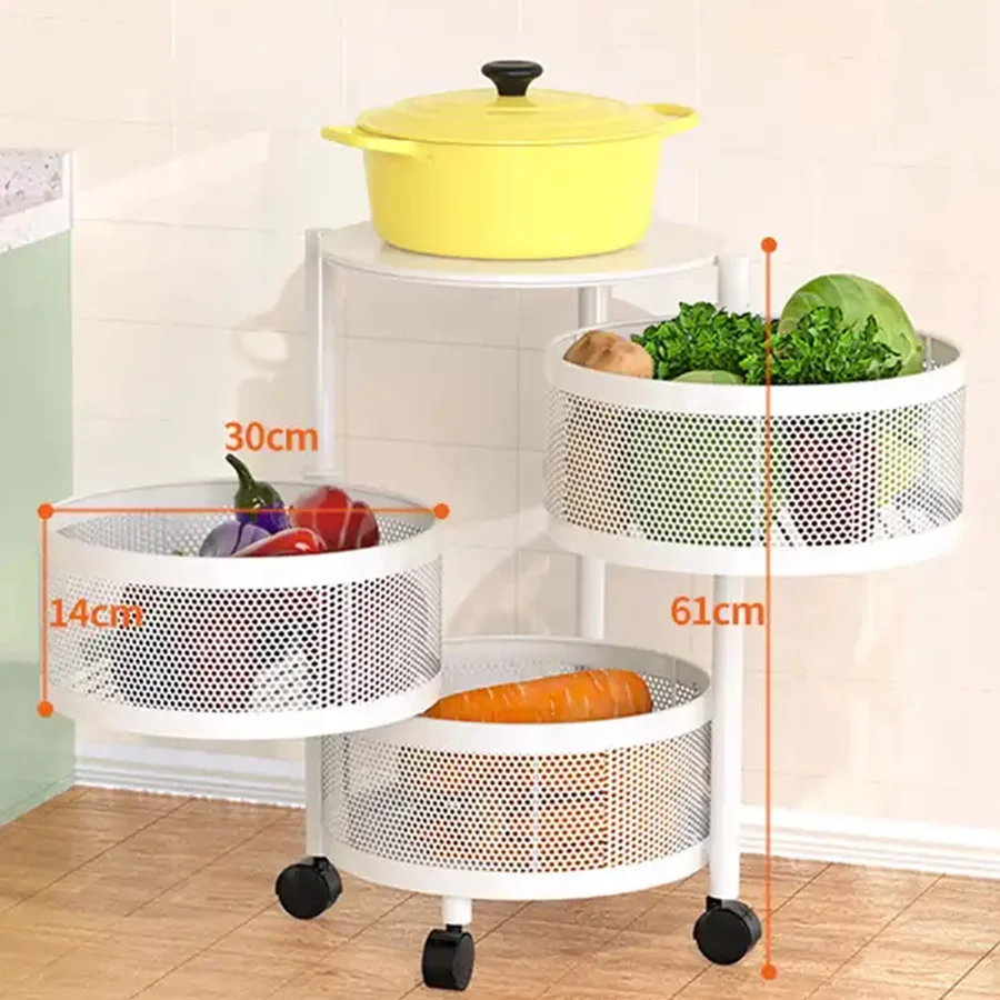 5 Tier Multi Layer Storage Rack Metal Sturdy Fruit Basket Kitchen Accessories Storage Holders
