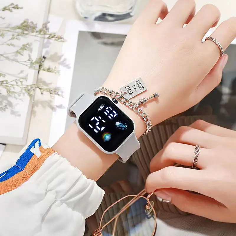 Модные спортивные цифровые часы для мальчиков и девочек пластиковые детские отдыха светодиодные электронные мужские