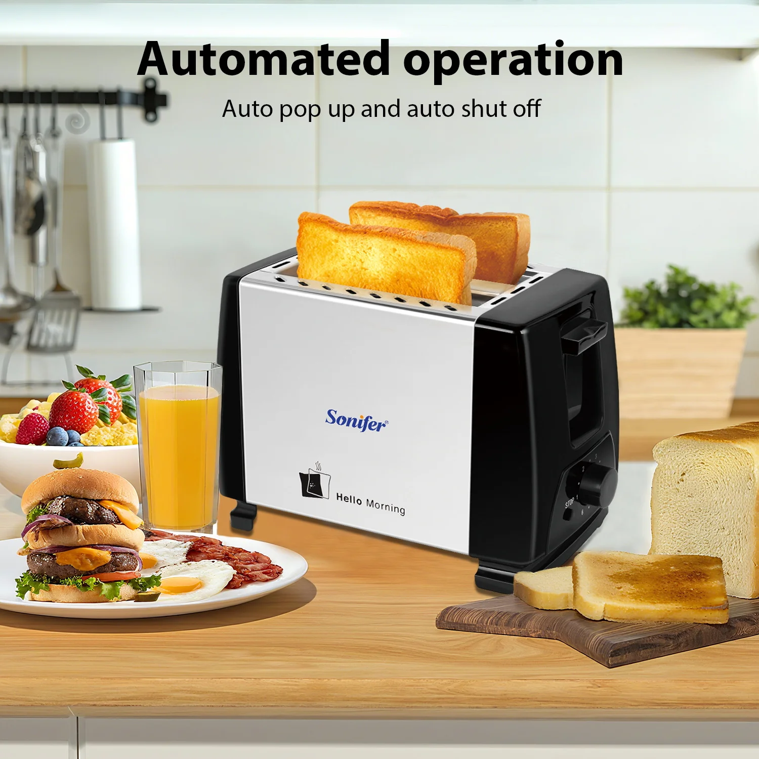 Sonifer SF-6007 Kitchen Cheapest Smart Pop up Vertical Electric Slice  Stainless Steel Mini Toaster Bread