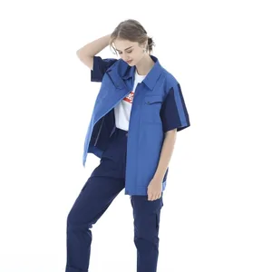 Short Sleeve Safety Comfortable High Tenacity Polyester Work Coverall Summer Workwear Unisex