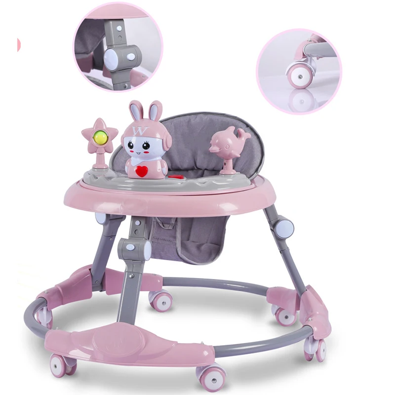 Hot Sale Adjustable Baby Walker with Wheels and Seat 1 Year Children Learn to Walk Toy Simple Music Kids Toddler Baby Walkers