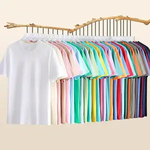 Custom Logo Men's 100% Cotton T-Shirts 210GSM Heavy Weight 100% Cotton Drop Shoulder Oversized Cropped Boxy Plus Solid Knitted