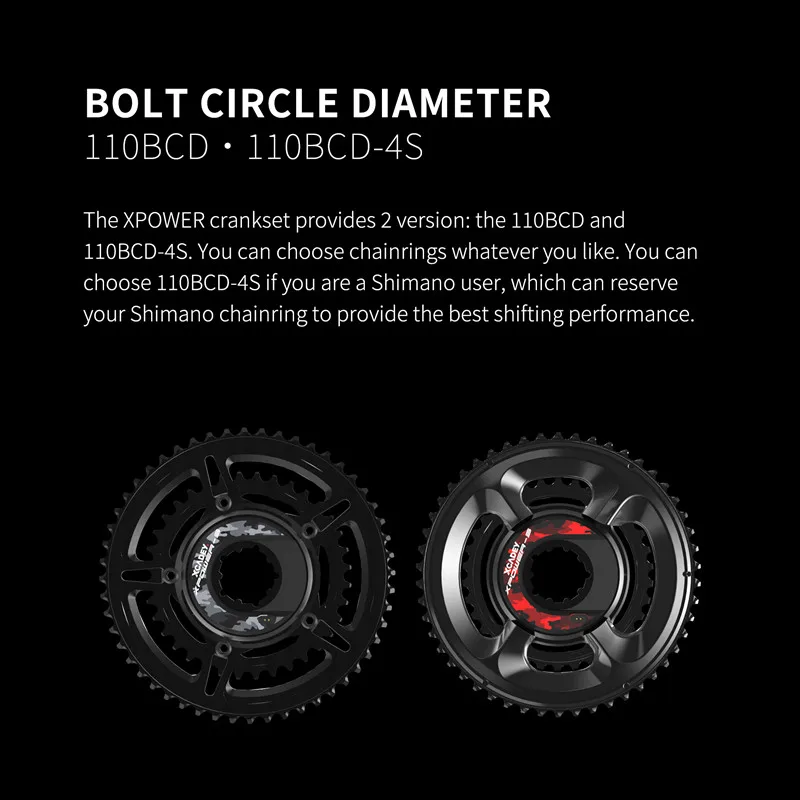 2021 New Model Xcadey Crankset Power Meter Crankset 110bcd 110bcd4s 4h