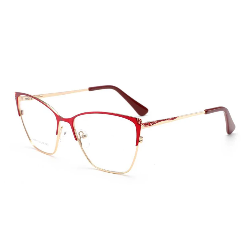WHEF-GU8811 New Arrival Women Cat Eye Fashion Metal Eyeglasses Frames for All Face Eyewear Spectacles with Spring Tip Temple