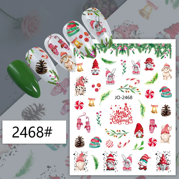 2023 Christmas Nail Stickers Supplies 3d Christmas Snowflake Snowman ...