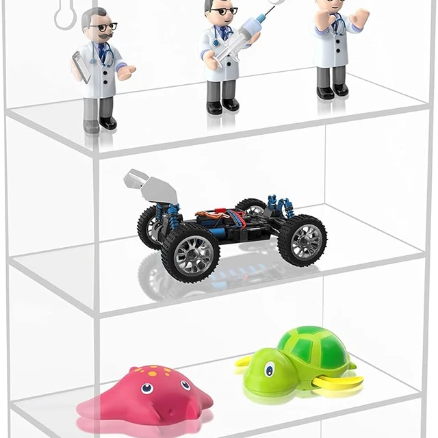Clear Acrylic Wall Display Case  Floating Mounted Shelf with 5 Shelves acrylic toy car display case