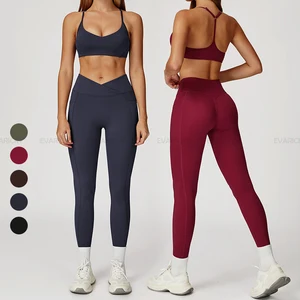 High Elastic Sports Bra Yoga Suit Fitness Women Breathable Two Pieces Outdoor Sportswear Workout Yoga Leggings Gym Sets