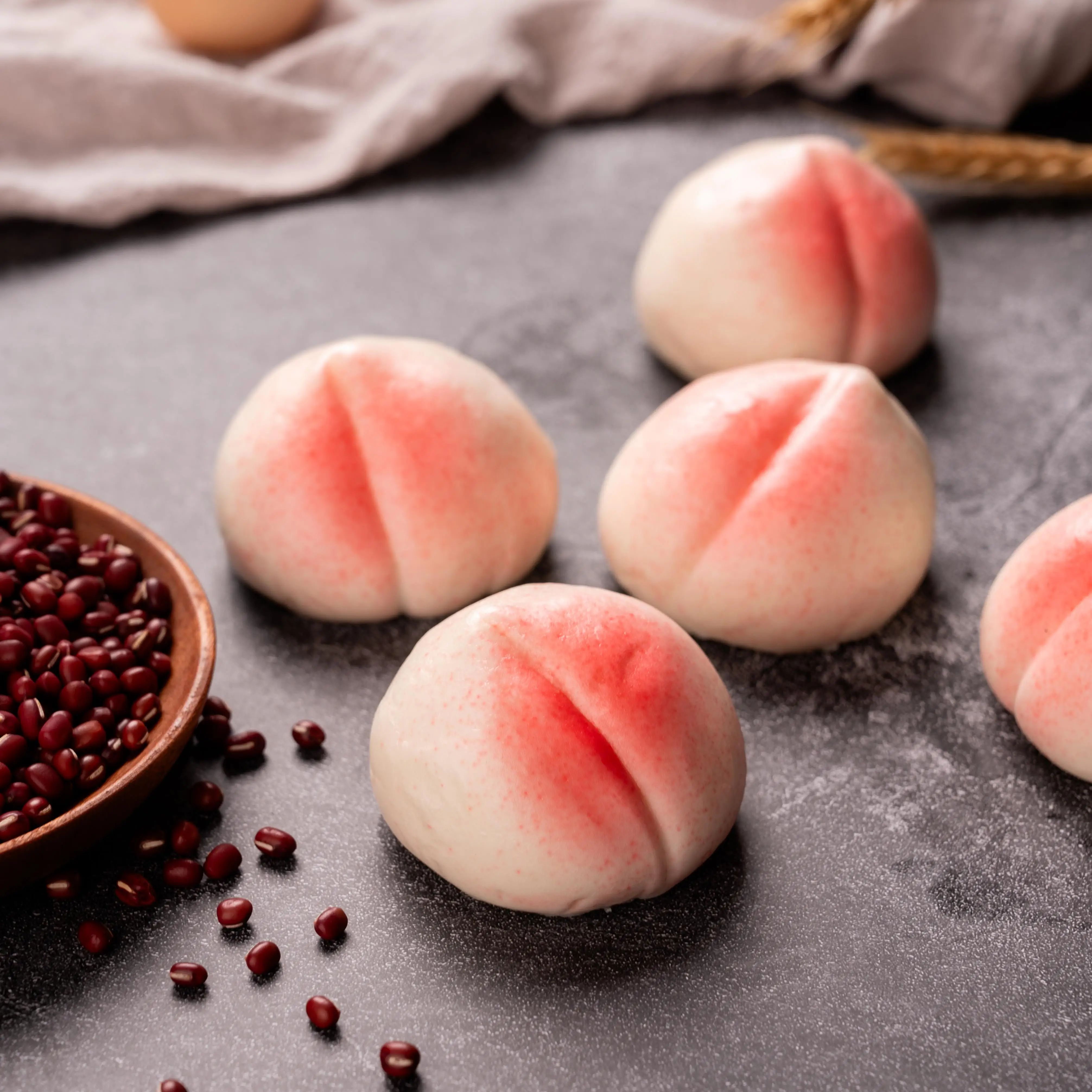 Frozen Peach Bun Stuffed with Red Bean Cantonese Style Red Bean Stuffing Peach Bun