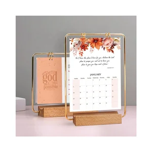 Wholesale Factory Price Planners Undated Monthly Wood Table Organizer Custom English Spanish Calendar Bible Verse Desk Calendars