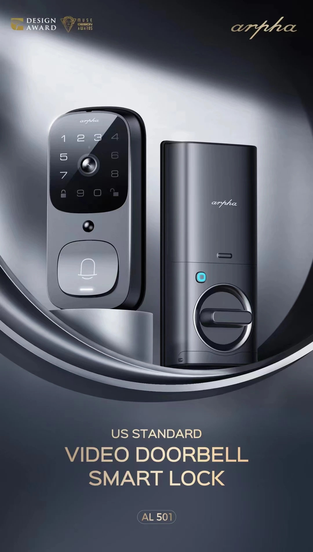 Arpha Al501 Security Deadbolt Smart Lock 3 In One Doorbell Camera Twoway Talk With Tuya App