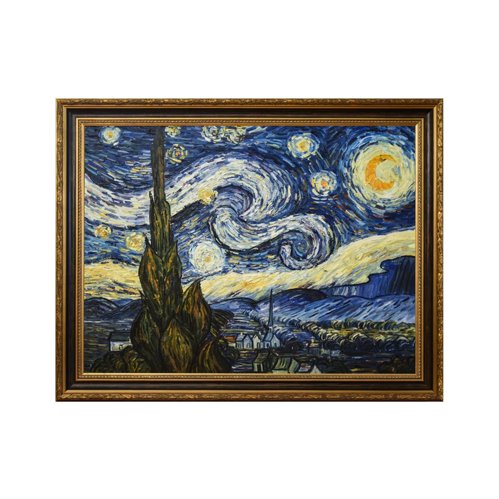 Famous Artwork Reproduction Landscape Heavy Texture Starry Night Van Gogh Oil Painting