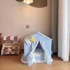 Small floral curtains, house nest, blue