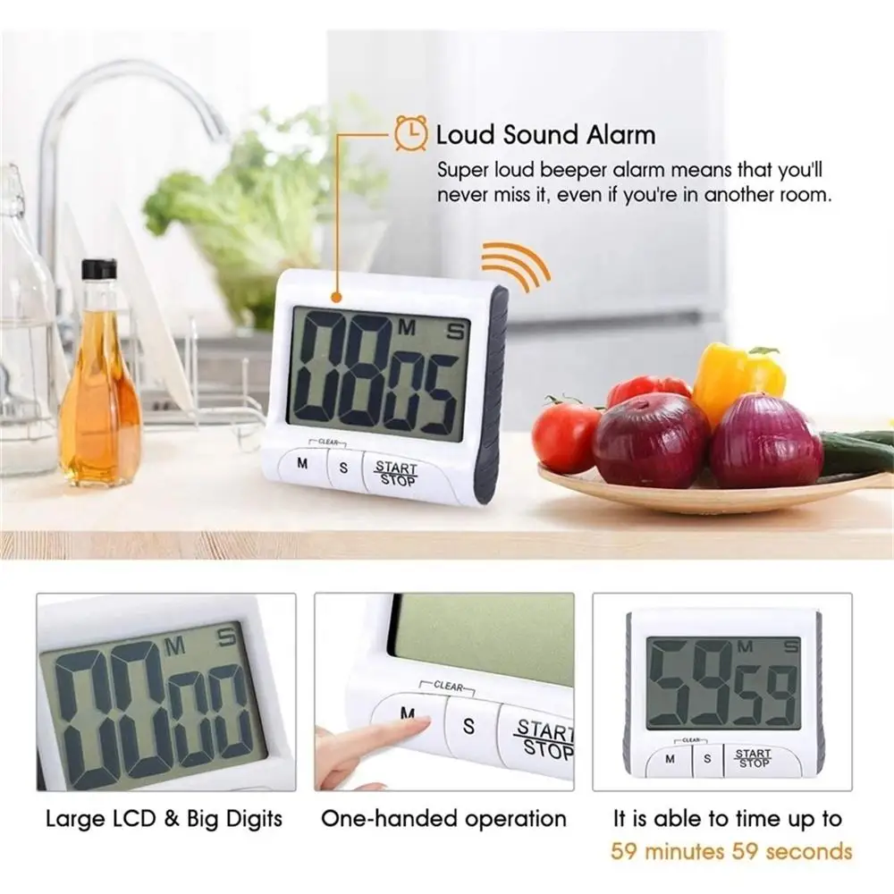 Customized OEM High Quality Digital Countdown Cooking Large LCD Display Magnetic Kitchen Timer