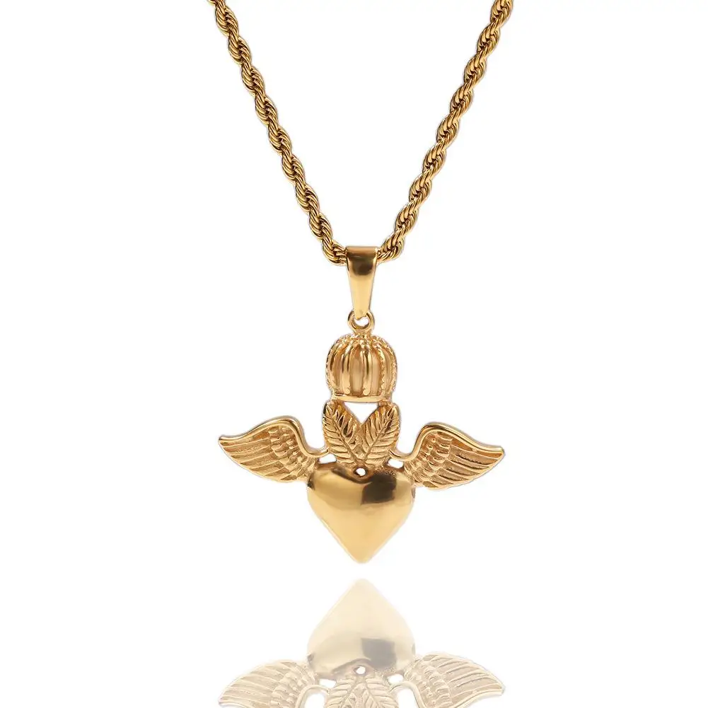 heart with wings necklace gold