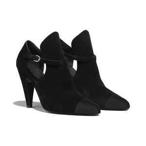 Hot Sale Women Black Suede Pumps Pointed Toe Thin Heel Buckle Accent Luxury Summer Autumn Fashion Comfort Outdoor Wholesale