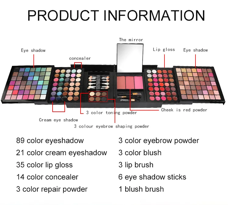 Professional Complete Big Top Quality Makeup Palette Set Lipstick