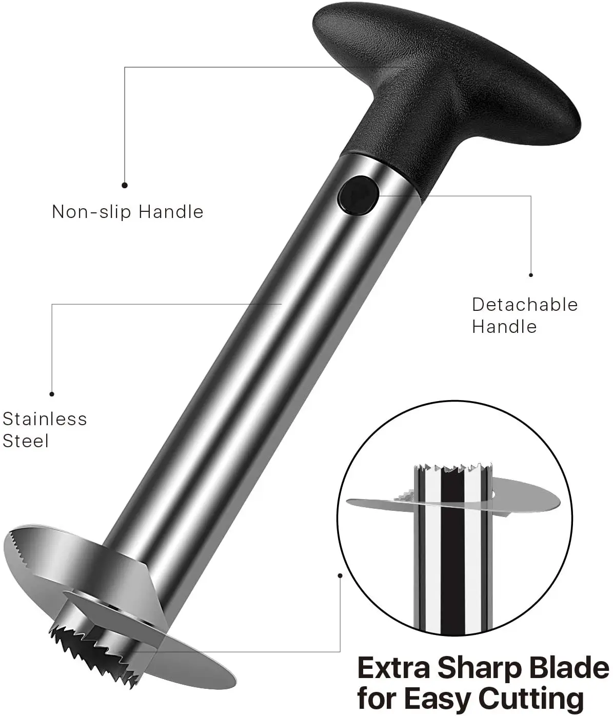 Pineapple Corer and Slicer Tool Stainless Steel Fresh Pineapple Cutter