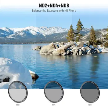 NEEWER 82mm ND Filter Kit and Lens Accessories ND2 ND4 ND8 UV FLD CPL(Circular Polarizing) Filter Set with Lens Cap detail image