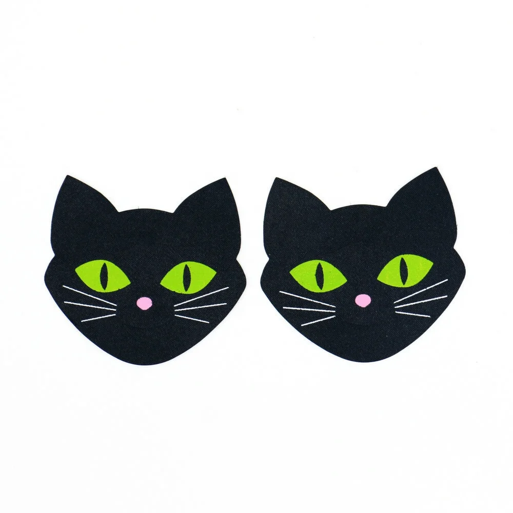 Disposable Cat Eye Glow in the Dark Cute Nipple Cover Pasties Sexy Women Fabric Pasties Underwear Accessories