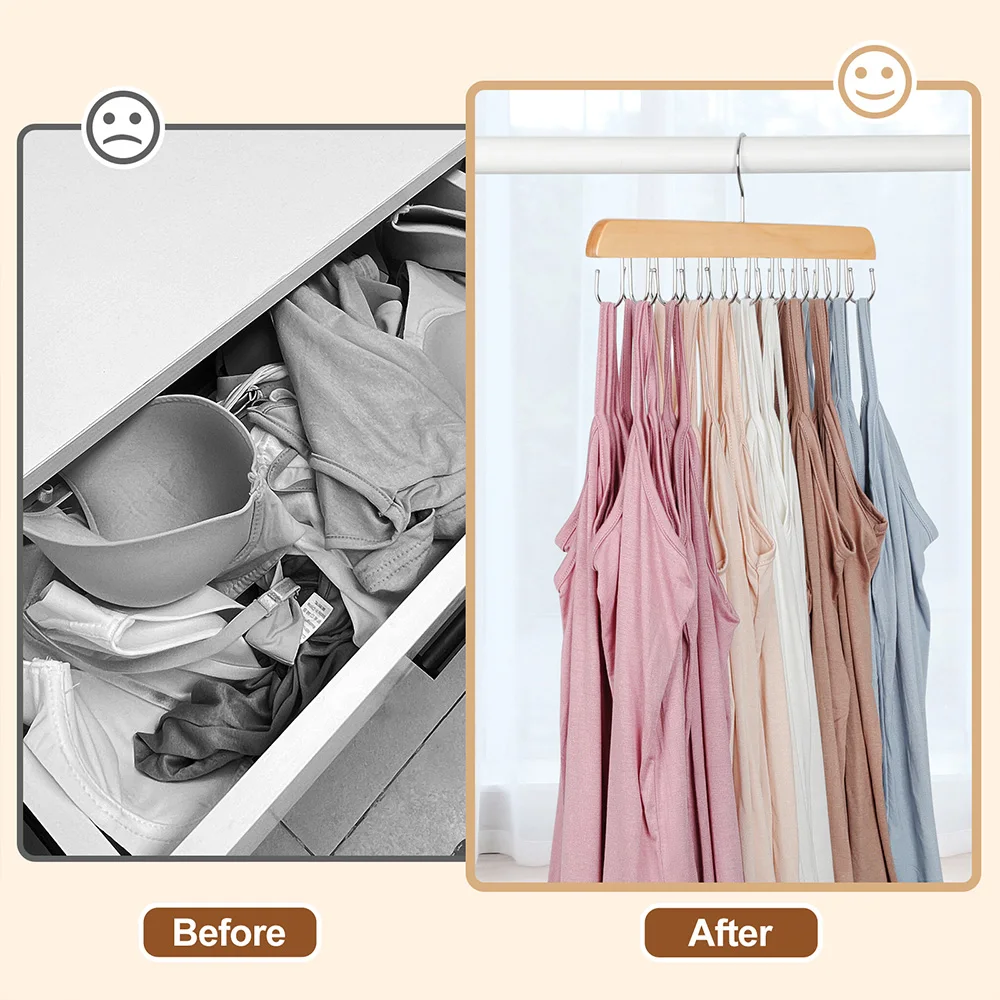 LINDON Patented Design 20 Hooks Capacity Space Saving Foldable Hanger for Tank Top Bra Scarf Belt Tie