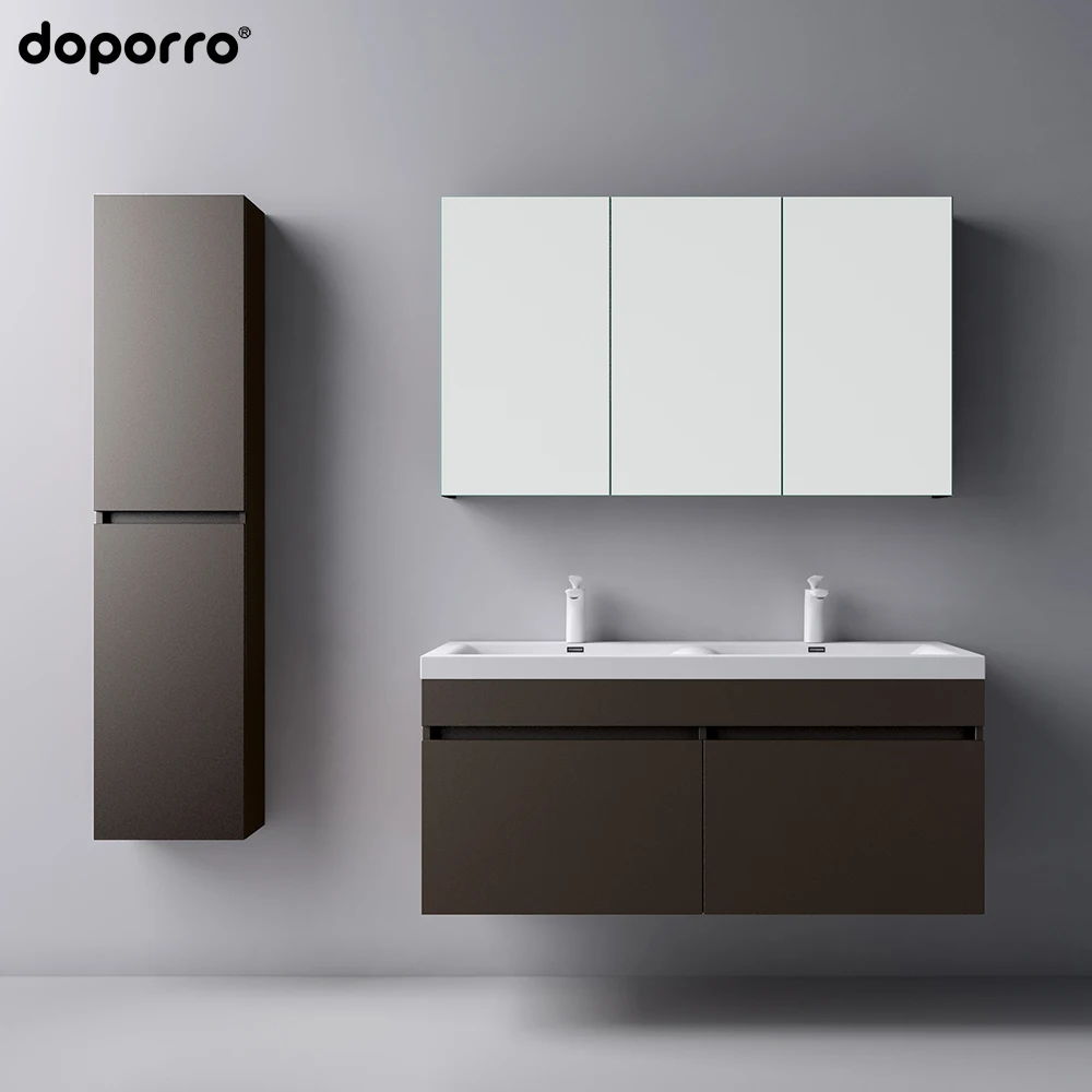 Doporro European Style Mirror Pvc Double Sink Bathroom Vanity