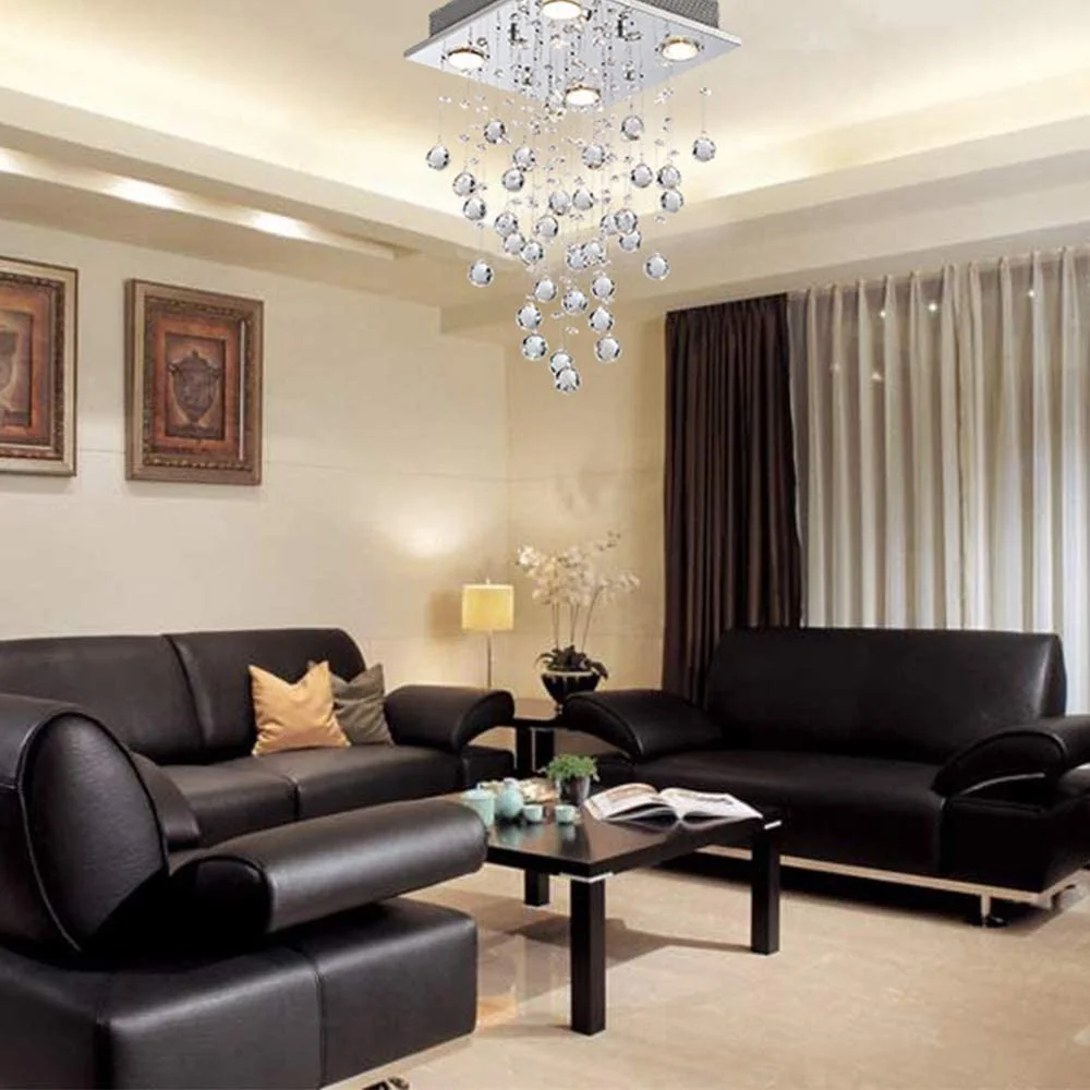 Lapadario di cristallo oderno LED Flush ount Plafoniera 5 strati Lapadari di cristallo