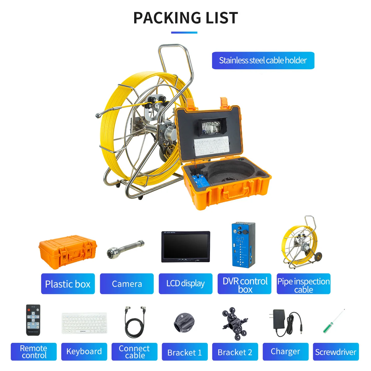 Factory Wholesale Sewer CCTV Pipe Camera 1080P Camera Waterproof IP68 9inch Screen Keyboard Industrial Video Inspection Camera supplier