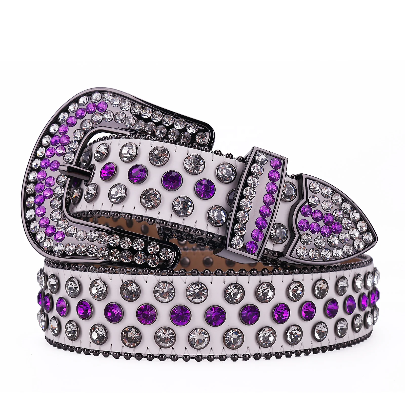 Tengmei Jewel Rhinestone Buckle Belt - UV Color Changing Leather display picture 2